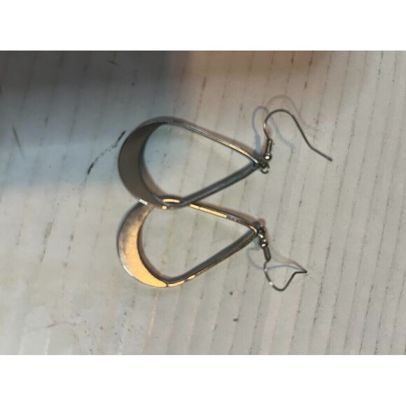 1 Pr Open Teardrop 1.5", 1 Pr 2" Lng Trngle ,1 Pr  1.5"Teardrop Silver Earrings - Picture 2 of 6